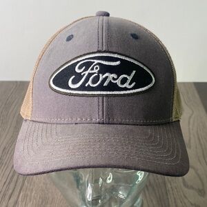 Ford Gray and Tan Trucker Hat with Embroidered Logo